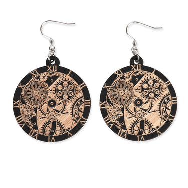 Orecchini di legno HOORAY Black Clockwork