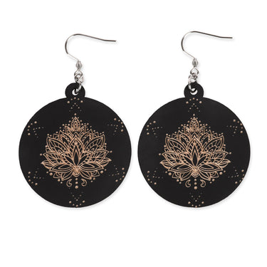 Orecchini di legno HOORAY Loto nero