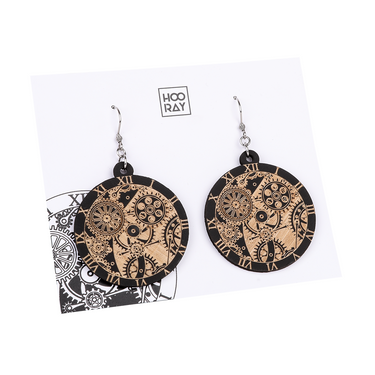 Orecchini di legno HOORAY Black Clockwork