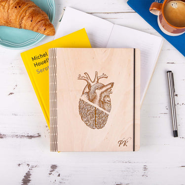 Quaderno con copertina in legno - Motivo ragione e sentimento