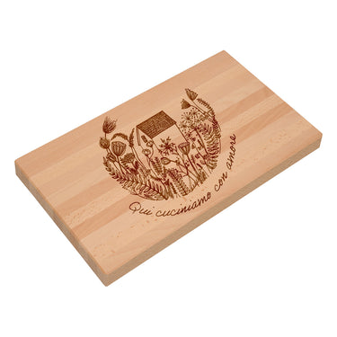 Tagliere regalo in legno massiccio con incisione, motivo casa