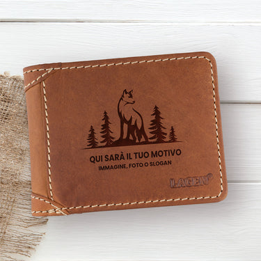 Portafoglio da uomo in pelle con motivo personalizzato Forkys