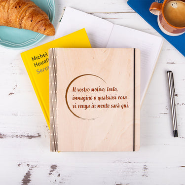 Quaderno con copertina in legno - Il tuo motivo