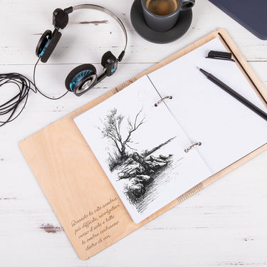 Quaderno con copertina in legno - Il tuo motivo
