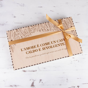 Set da caffè PREMIUM in cofanetto di legno con motivo personalizzato