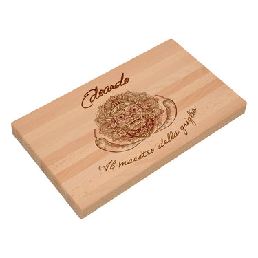 Tagliere regalo in legno massiccio con incisione, motivo Maestro del grill con chili