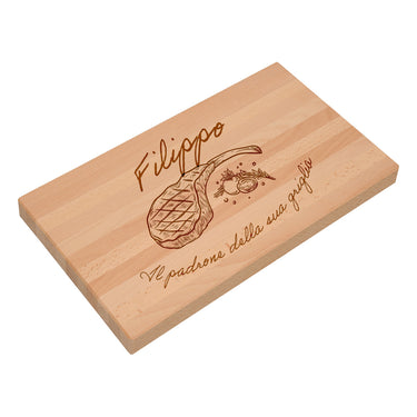 Tagliere regalo in legno massiccio con incisione, motivo Maestro del grill