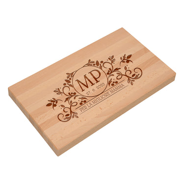 Tagliere regalo in legno massiccio con incisione, La miglior mamma