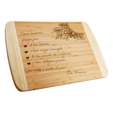 Tagliere regalo in bambù con incisione, Per la mamma
