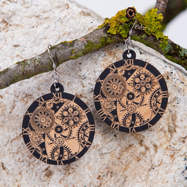 Orecchini di legno HOORAY Black Clockwork