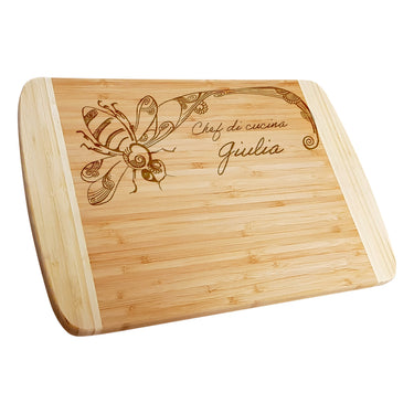 Tagliere regalo in bambù con incisione, motivo ape