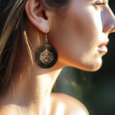 Orecchini di legno HOORAY Loto nero