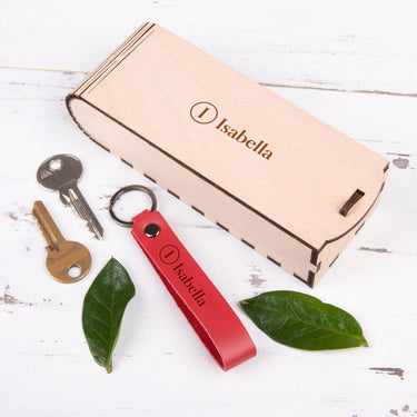 Portachiavi in pelle HOORAY, rosso