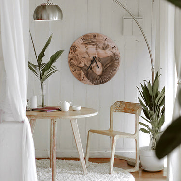 Orologio da parete in legno - fotografia personalizzata, rotondo 50 cm