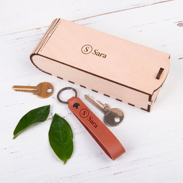 Portachiavi in pelle HOORAY, marrone chiaro