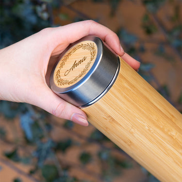 Thermos in bambù con nome personalizzato 450 ml